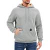 imageMAGCOMSEN Mens Hoodie Pullover Fleece Sweatshirts Heavyweight Sherpa Lined Thick Warm Winter Hoodies with Kangaroo PocketLight Gray
