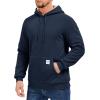 imageMAGCOMSEN Mens Hoodie Pullover Fleece Sweatshirts Heavyweight Sherpa Lined Thick Warm Winter Hoodies with Kangaroo PocketNavy