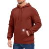 imageMAGCOMSEN Mens Hoodie Pullover Fleece Sweatshirts Heavyweight Sherpa Lined Thick Warm Winter Hoodies with Kangaroo PocketOrangered