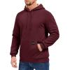 imageMAGCOMSEN Mens Hoodie Pullover Fleece Sweatshirts Heavyweight Sherpa Lined Thick Warm Winter Hoodies with Kangaroo PocketWinered