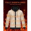 imageMAGCOMSEN Mens Zip Up Hoodie Sherpa Lined Hooded Sweatshirt Winter Heavyweight Hoodies Warm Thick Fleece JacketBlack