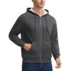 imageMAGCOMSEN Mens Zip Up Hoodie Sherpa Lined Hooded Sweatshirt Winter Heavyweight Hoodies Warm Thick Fleece JacketDark Gray
