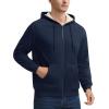 imageMAGCOMSEN Mens Zip Up Hoodie Sherpa Lined Hooded Sweatshirt Winter Heavyweight Hoodies Warm Thick Fleece JacketNavy