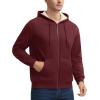 imageMAGCOMSEN Mens Zip Up Hoodie Sherpa Lined Hooded Sweatshirt Winter Heavyweight Hoodies Warm Thick Fleece JacketWine Red