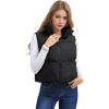 imageMAGCOMSEN Womens Cropped Puffer Vest Lightweight Zip Up Stand Collar Winter Fashion Outerwear Sleeveless Padded GiletBlack