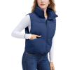 imageMAGCOMSEN Womens Cropped Puffer Vest Lightweight Zip Up Stand Collar Winter Fashion Outerwear Sleeveless Padded GiletDarkblue