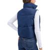 imageMAGCOMSEN Womens Cropped Puffer Vest Lightweight Zip Up Stand Collar Winter Fashion Outerwear Sleeveless Padded GiletDarkblue