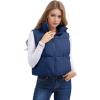 imageMAGCOMSEN Womens Cropped Puffer Vest Lightweight Zip Up Stand Collar Winter Fashion Outerwear Sleeveless Padded GiletDarkblue