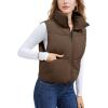 imageMAGCOMSEN Womens Cropped Puffer Vest Lightweight Zip Up Stand Collar Winter Fashion Outerwear Sleeveless Padded GiletDarkbrown
