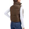 imageMAGCOMSEN Womens Cropped Puffer Vest Lightweight Zip Up Stand Collar Winter Fashion Outerwear Sleeveless Padded GiletDarkbrown
