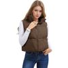 imageMAGCOMSEN Womens Cropped Puffer Vest Lightweight Zip Up Stand Collar Winter Fashion Outerwear Sleeveless Padded GiletDarkbrown