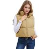 imageMAGCOMSEN Womens Cropped Puffer Vest Lightweight Zip Up Stand Collar Winter Fashion Outerwear Sleeveless Padded GiletDarkkhaki