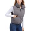 imageMAGCOMSEN Womens Cropped Puffer Vest Lightweight Zip Up Stand Collar Winter Fashion Outerwear Sleeveless Padded GiletGreypurple