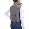 imageMAGCOMSEN Womens Cropped Puffer Vest Lightweight Zip Up Stand Collar Winter Fashion Outerwear Sleeveless Padded GiletGreypurple