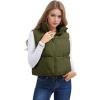 imageMAGCOMSEN Womens Cropped Puffer Vest Lightweight Zip Up Stand Collar Winter Fashion Outerwear Sleeveless Padded GiletOlivegreen