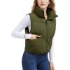 imageMAGCOMSEN Womens Cropped Puffer Vest Lightweight Zip Up Stand Collar Winter Fashion Outerwear Sleeveless Padded GiletOlivegreen