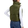 imageMAGCOMSEN Womens Cropped Puffer Vest Lightweight Zip Up Stand Collar Winter Fashion Outerwear Sleeveless Padded GiletOlivegreen