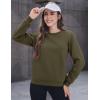 imageMAGCOMSEN Womens Sherpa Lined Sweatshirts Thermal Casual Crewneck Fleece Pullover Winter Warm Thick TopsArmy Green