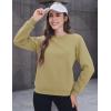 imageMAGCOMSEN Womens Sherpa Lined Sweatshirts Thermal Casual Crewneck Fleece Pullover Winter Warm Thick TopsKhaki