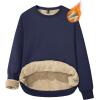 imageMAGCOMSEN Womens Sherpa Lined Sweatshirts Thermal Casual Crewneck Fleece Pullover Winter Warm Thick TopsNavy