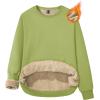 imageMAGCOMSEN Womens Sherpa Lined Sweatshirts Thermal Casual Crewneck Fleece Pullover Winter Warm Thick TopsOlive Green