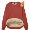 imageMAGCOMSEN Womens Sherpa Lined Sweatshirts Thermal Casual Crewneck Fleece Pullover Winter Warm Thick TopsOrange Red