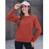 imageMAGCOMSEN Womens Sherpa Lined Sweatshirts Thermal Casual Crewneck Fleece Pullover Winter Warm Thick TopsOrange Red