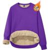 imageMAGCOMSEN Womens Sherpa Lined Sweatshirts Thermal Casual Crewneck Fleece Pullover Winter Warm Thick TopsPurple