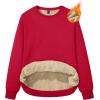 imageMAGCOMSEN Womens Sherpa Lined Sweatshirts Thermal Casual Crewneck Fleece Pullover Winter Warm Thick TopsRed
