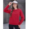 imageMAGCOMSEN Womens Sherpa Lined Sweatshirts Thermal Casual Crewneck Fleece Pullover Winter Warm Thick TopsRed