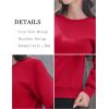 imageMAGCOMSEN Womens Sherpa Lined Sweatshirts Thermal Casual Crewneck Fleece Pullover Winter Warm Thick TopsRed