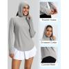 imageMAGCOMSEN Womens UPF 50 Sun Protection Hoodie Long Sleeve Lightweight Quick Dry Shirt Athletic Outdoor Fishing HikingLiight Gray