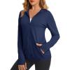 imageMAGCOMSEN Jackets for Women Full Zip Up Lightweight Long Sleeve UPF 50 Workout Workout Sun Protection HoodieNavy