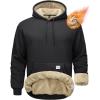 imageMAGCOMSEN Mens Hoodie Pullover Fleece Sweatshirts Heavyweight Sherpa Lined Thick Warm Winter Hoodies with Kangaroo PocketBlack