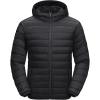imageMAGCOMSEN Mens Lightweight Puffer Jacket Hooded Warm Winter Coat Quilted Lined WaterResistant Full Zip Bubble JacketsBlack