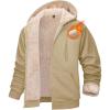 imageMAGCOMSEN Mens Zip Up Hoodie Sherpa Lined Hooded Sweatshirt Winter Heavyweight Hoodies Warm Thick Fleece JacketKhaki
