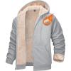 imageMAGCOMSEN Mens Zip Up Hoodie Sherpa Lined Hooded Sweatshirt Winter Heavyweight Hoodies Warm Thick Fleece JacketLight Grey