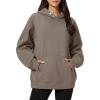 imageMAGCOMSEN Oversized Hoodies for Women Fleece Pullover Sweatshirts Warm Cozy Sweaters Workout Winter Fall HoodieCoffee Grey