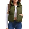 imageMAGCOMSEN Womens Cropped Puffer Vest Lightweight Zip Up Stand Collar Winter Fashion Outerwear Sleeveless Padded GiletOlivegreen
