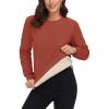 imageMAGCOMSEN Womens Sherpa Lined Sweatshirts Thermal Casual Crewneck Fleece Pullover Winter Warm Thick TopsOrange Red