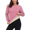 imageMAGCOMSEN Womens Sherpa Lined Sweatshirts Thermal Casual Crewneck Fleece Pullover Winter Warm Thick TopsPink