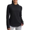 imageMAGCOMSEN Womens UPF 50 Sun Protection Hoodie Long Sleeve Lightweight Quick Dry Shirt Athletic Outdoor Fishing HikingBlack