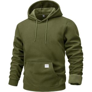 imageMAGCOMSEN Fleece Lined Hoodies for Men Pullover Casual Fashion Sweatshirts Thermal Athletic Hoody with Kanga PocketArmygreen