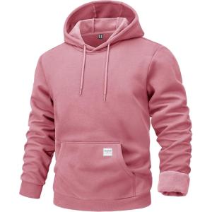 imageMAGCOMSEN Fleece Lined Hoodies for Men Pullover Casual Fashion Sweatshirts Thermal Athletic Hoody with Kanga PocketGraypink