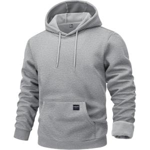 imageMAGCOMSEN Fleece Lined Hoodies for Men Pullover Casual Fashion Sweatshirts Thermal Athletic Hoody with Kanga PocketLightgray