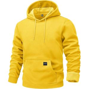 imageMAGCOMSEN Fleece Lined Hoodies for Men Pullover Casual Fashion Sweatshirts Thermal Athletic Hoody with Kanga PocketYellow