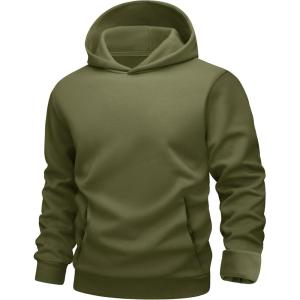 imageMAGCOMSEN Mens Fleece Lined Hoodies Fashion Casual Athletic Hoody Pullover Plain Sweatshirts with Kangaroo PocketArmygreen