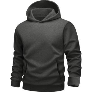 imageMAGCOMSEN Mens Fleece Lined Hoodies Fashion Casual Athletic Hoody Pullover Plain Sweatshirts with Kangaroo PocketGray