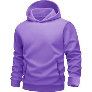 imageMAGCOMSEN Mens Fleece Lined Hoodies Fashion Casual Athletic Hoody Pullover Plain Sweatshirts with Kangaroo PocketLtpurple