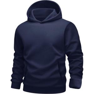 imageMAGCOMSEN Mens Fleece Lined Hoodies Fashion Casual Athletic Hoody Pullover Plain Sweatshirts with Kangaroo PocketNavy